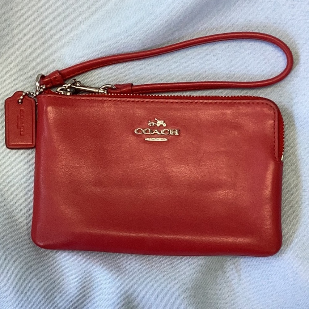 Coach Scarlet Leather Wristlet